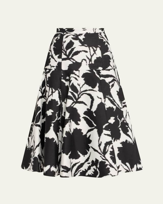 Floral Jacquard Drop Waist Dance Skirt